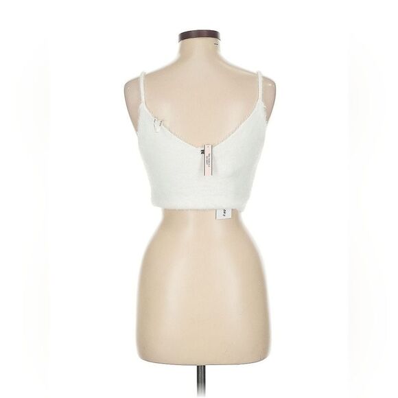 For Love And Lemons White Fuzzy Knit Crop Top Medium - Picture 2 of 2
